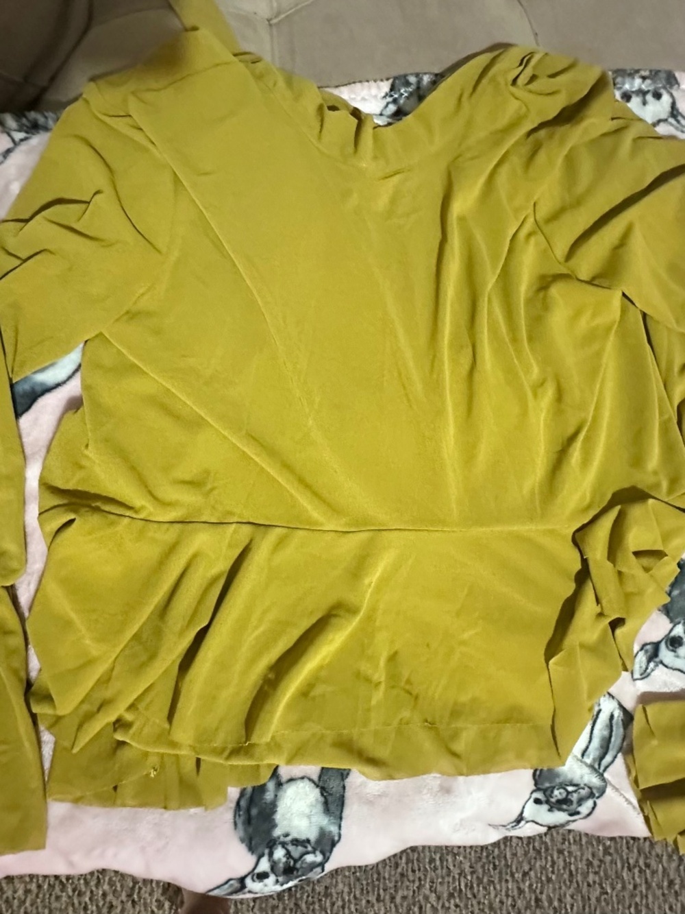 ZARA Woman Olive Green Ruffle Peplum Blouse
